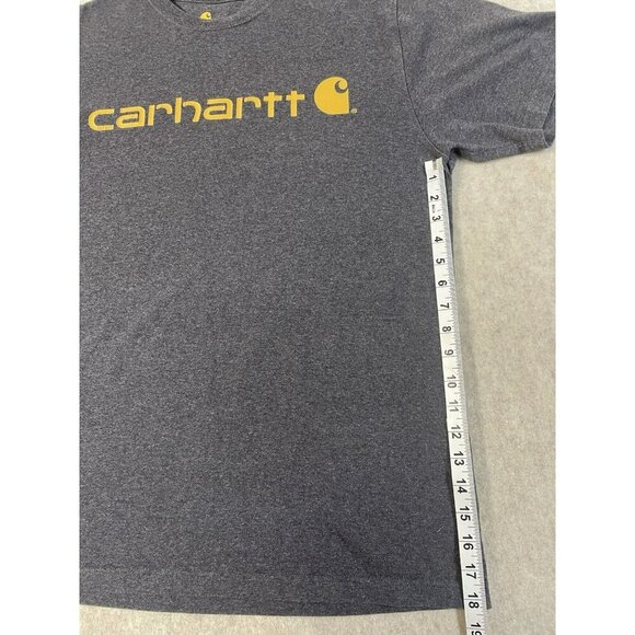 Carhartt Short Sleeve T Shirt Mens Medium Gray Original Fit Yellow Logo Casual - Picture 5 of 9